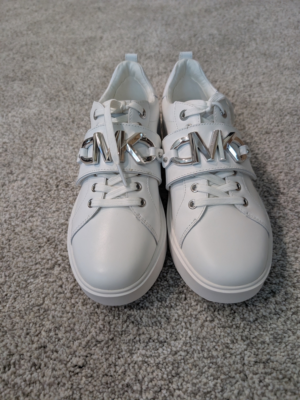 Michael Kors White Sneakers with Silver MK Hardware